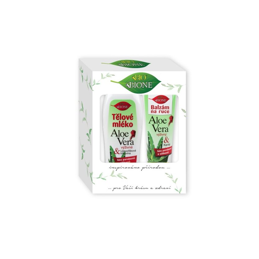 BIO Darčeková kazeta Aloe vera ( Telové mlieko + Balzam na ruky)