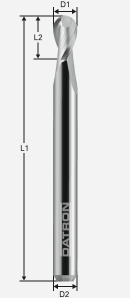 Fréza s guľovým čelom K30/K40; D1=3,0 / D2=3,0 / L1=40 / L2=6,0mm